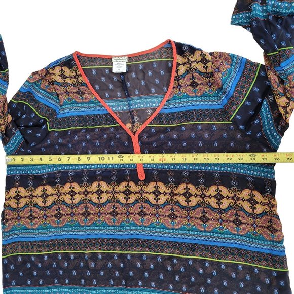 Eyeshadow Long Sleeve Sheer Blouse 2X - Picture 5 of 6